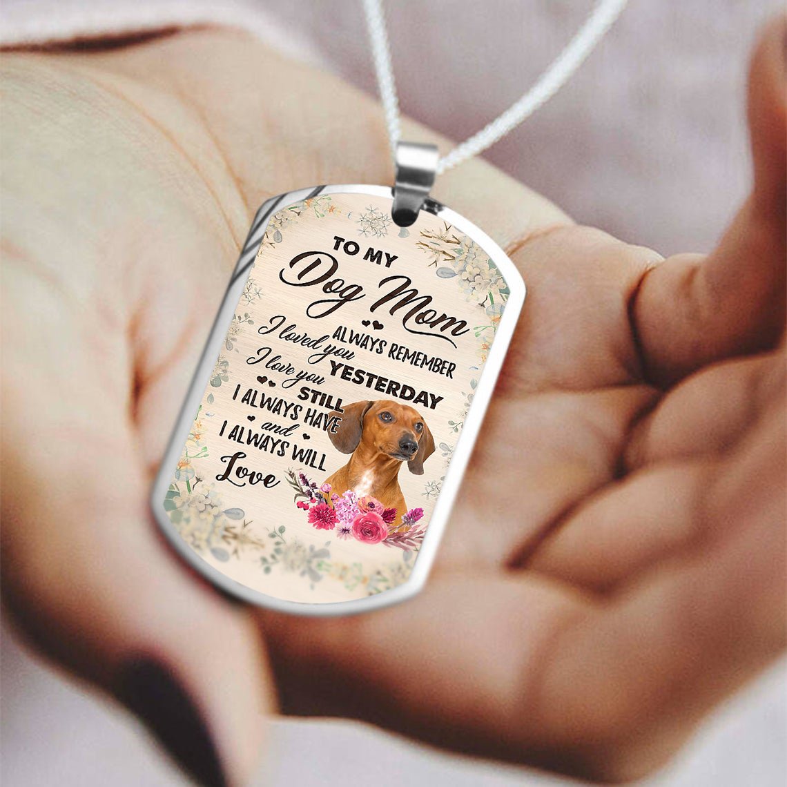 Dog Mom-Red Dachshund-Luxury Necklace