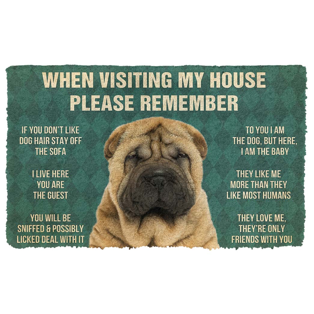 Noodever 3D Please Remember Sharpei House Rules Doormat