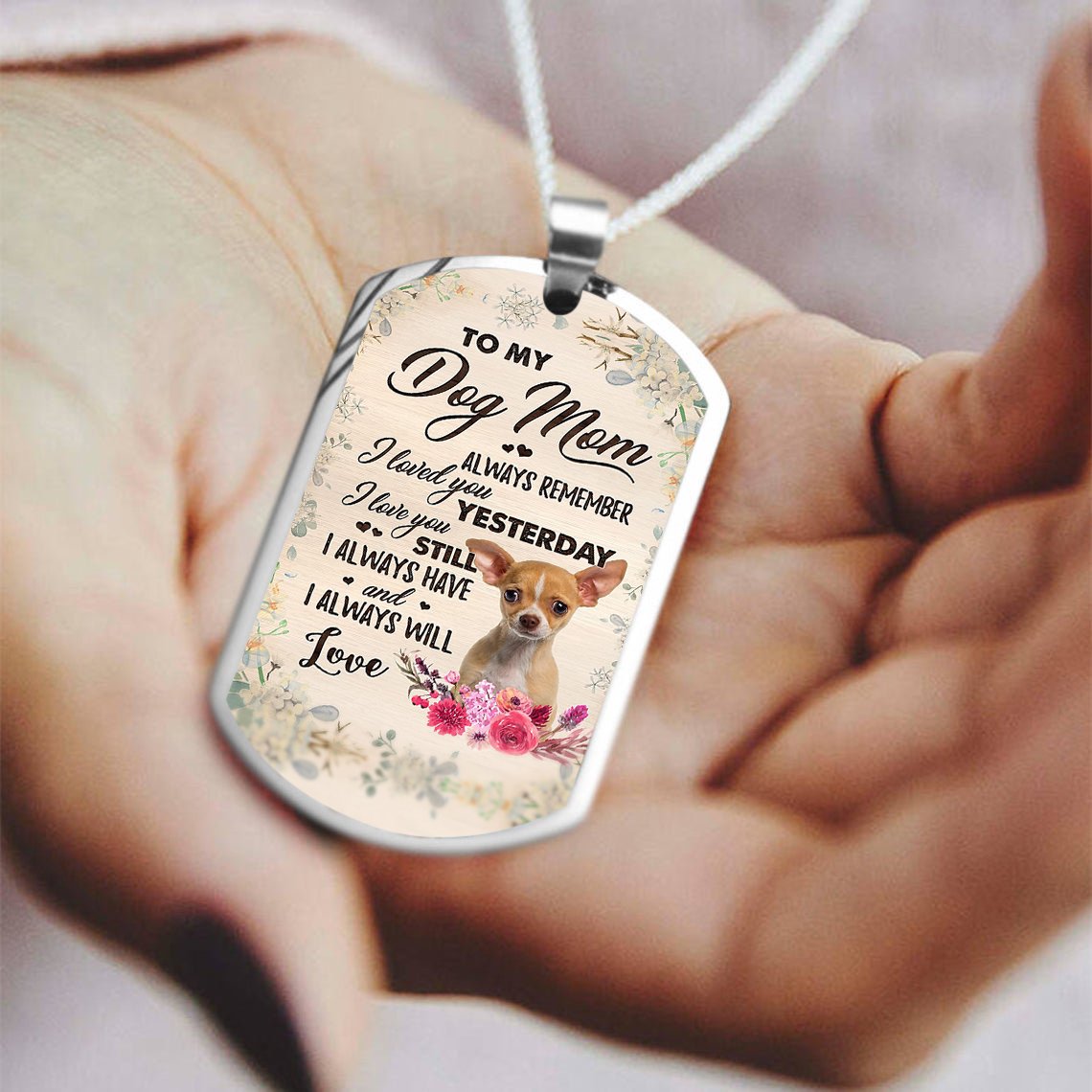 Dog Mom-TAN Chihuahua 2-Luxury Necklace