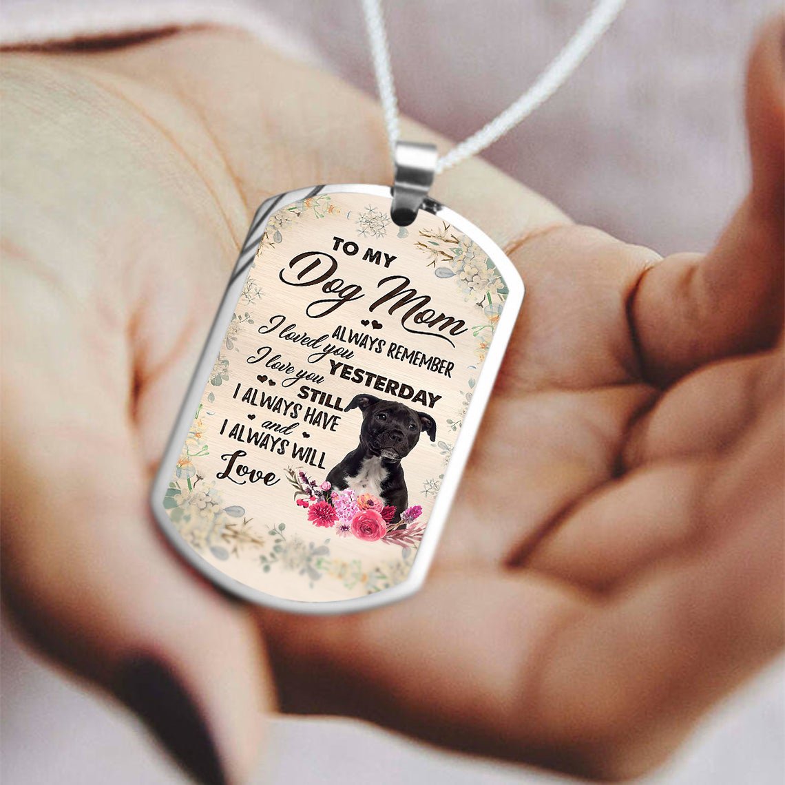 Dog Mom-BLACK A Staffordshire Terrier-Luxury Necklace