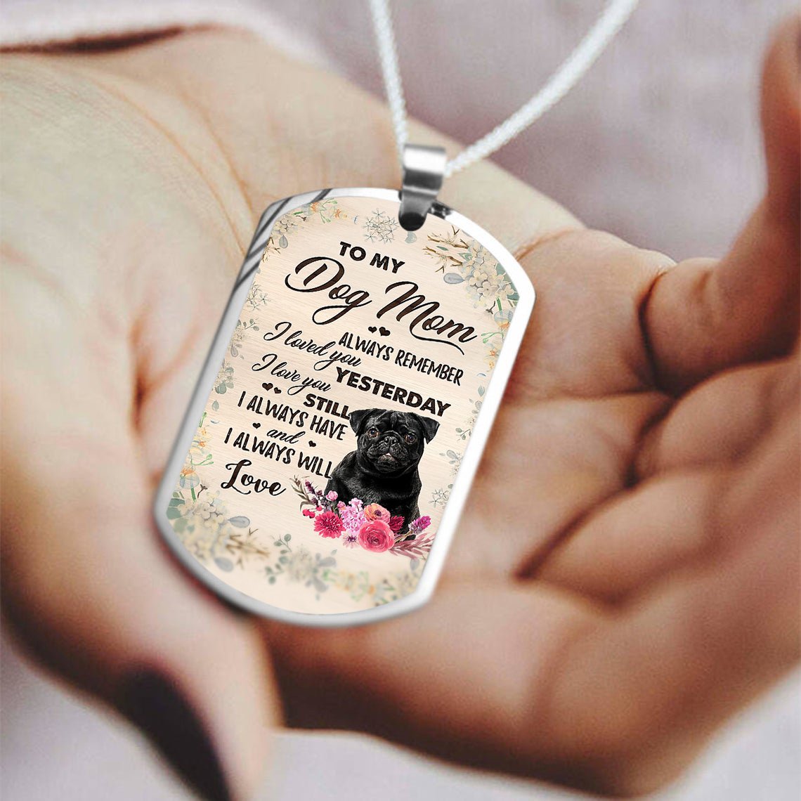 Dog Mom-BLACK Pug-Luxury Necklace