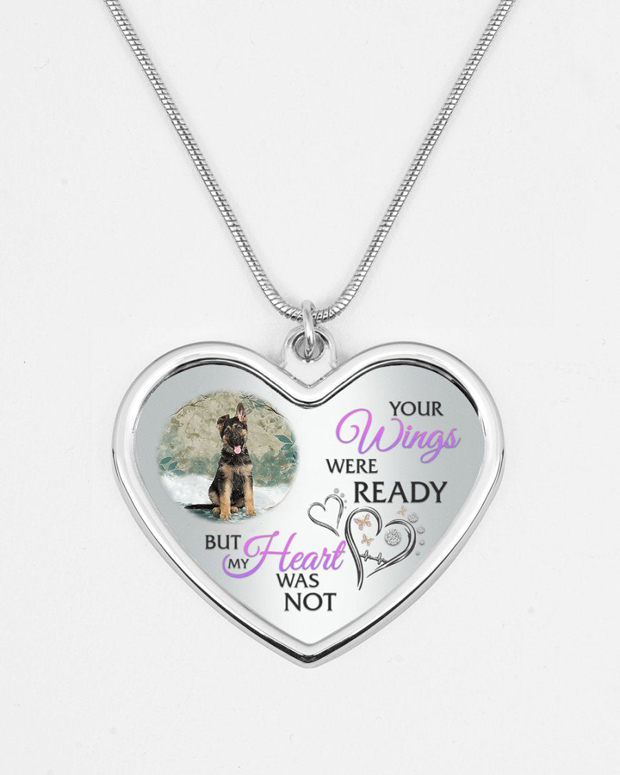 German Shepherd Your Wings Metallic Heart Necklace