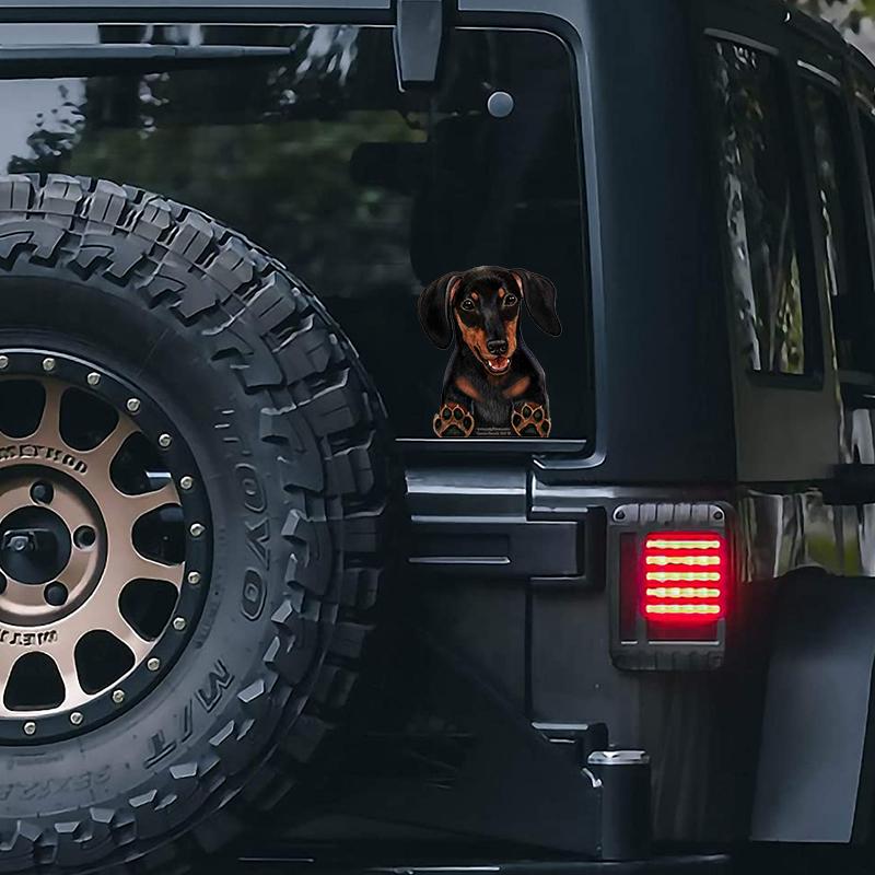 Dachshund (Black &amp; Tan)-On The Move Window Car Sticker