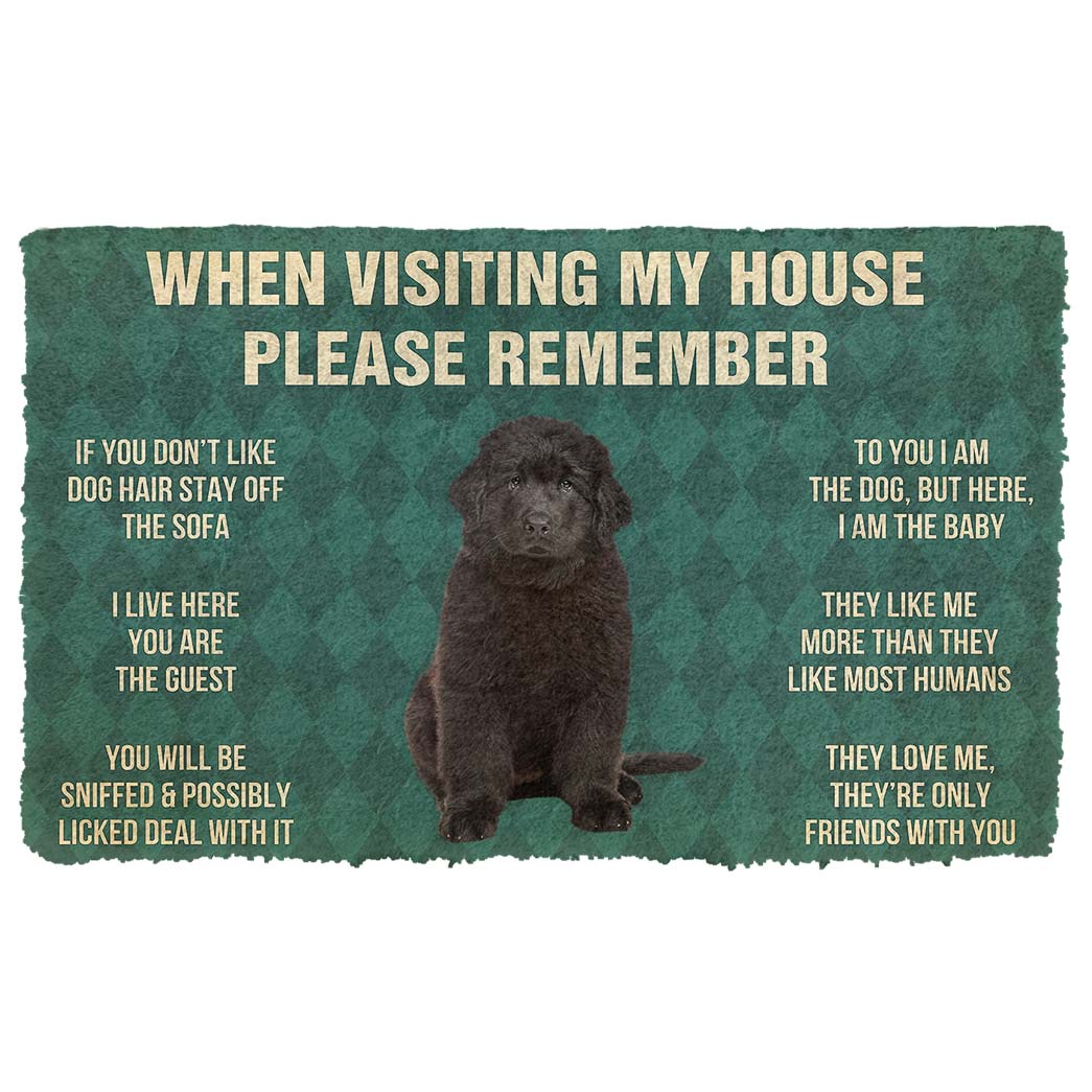 Noodever 3D Please Remember Newfoundland Puppy Dogs House Rules Doormat