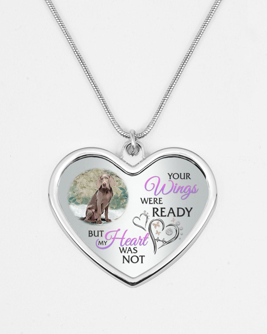 Weimaraner Your Wings Metallic Heart Necklace