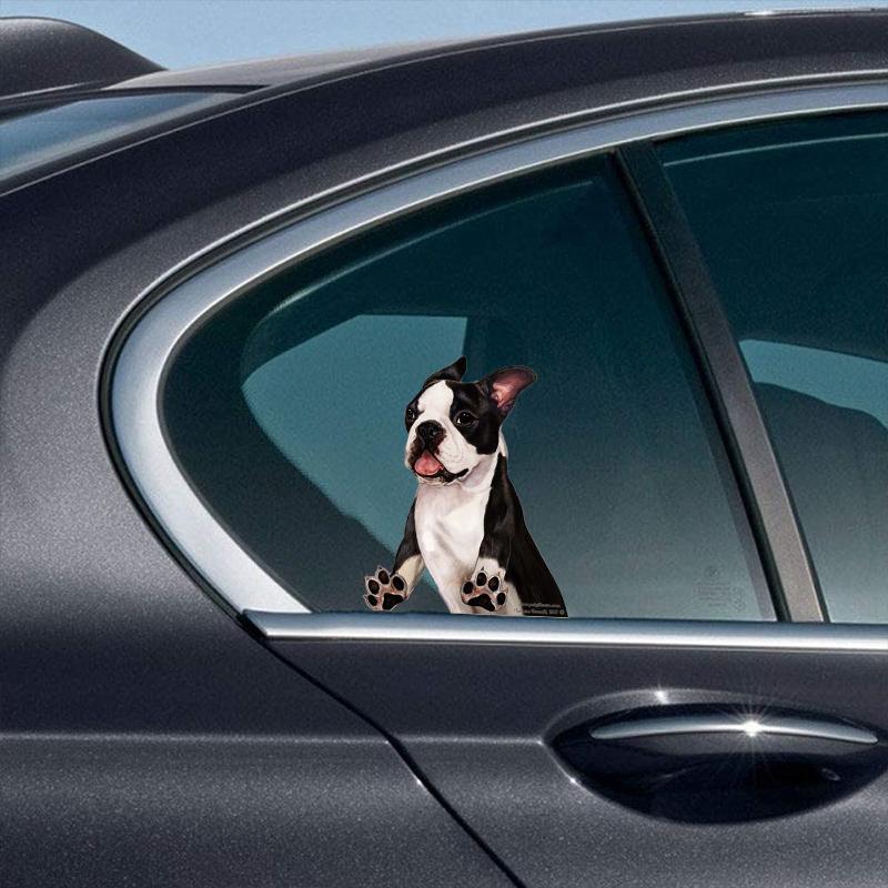 Boston Terrier-On The Move Window Car Sticker