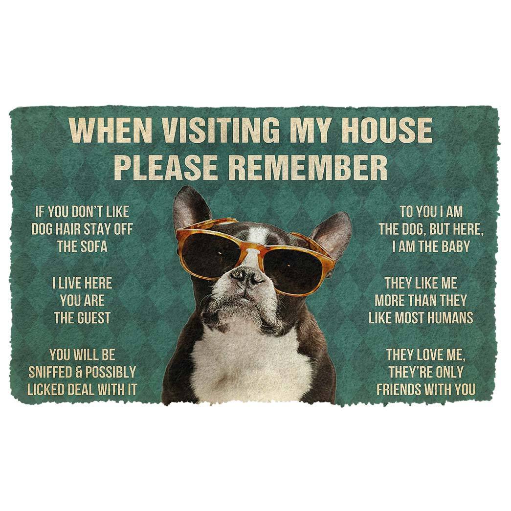 Noodever 3D Please Remember French Bulldog With Glasses Dogs House Rules Doormat