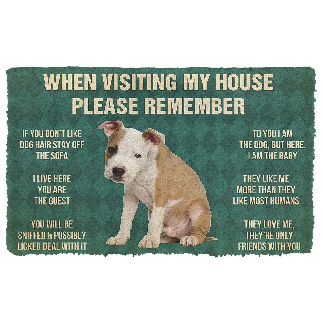 Noodever 3D Please Remember American Staffordshire Terrier Puppy Dogs House Rules Doormat