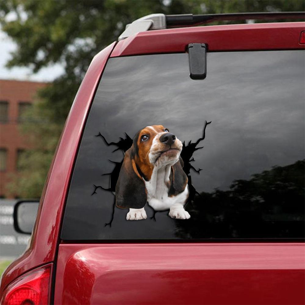 Basset Hound Crack Car Sticker, Toilet Sticker, Fridge Sticker 22