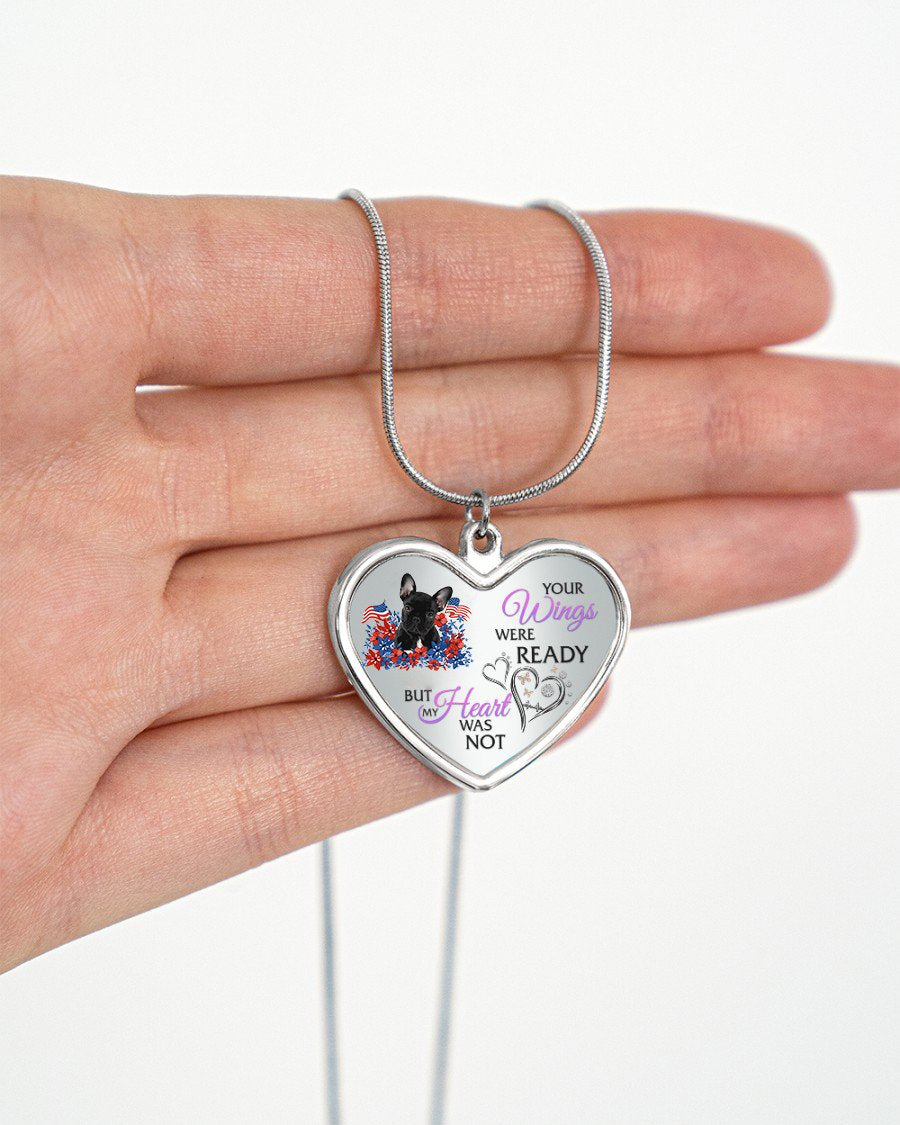 Loyalty-French Bulldog Your Wings Metallic Heart Necklace