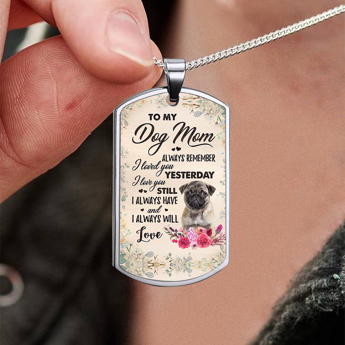 Dog Mom-FAWN Pug 2-Luxury Necklace