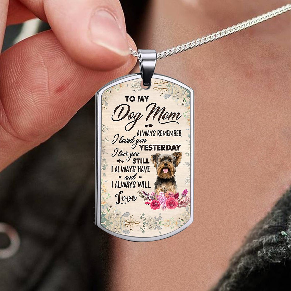 Dog Mom-Yorkshire Terrier 1-Luxury Necklace