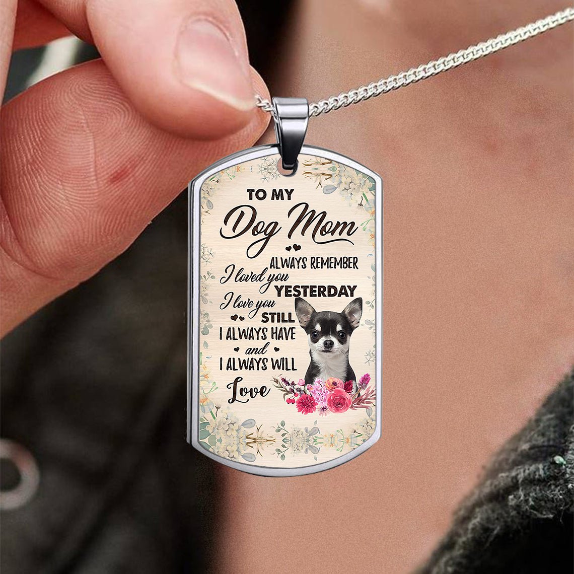 Dog Mom-BLACK Chihuahua-Luxury Necklace