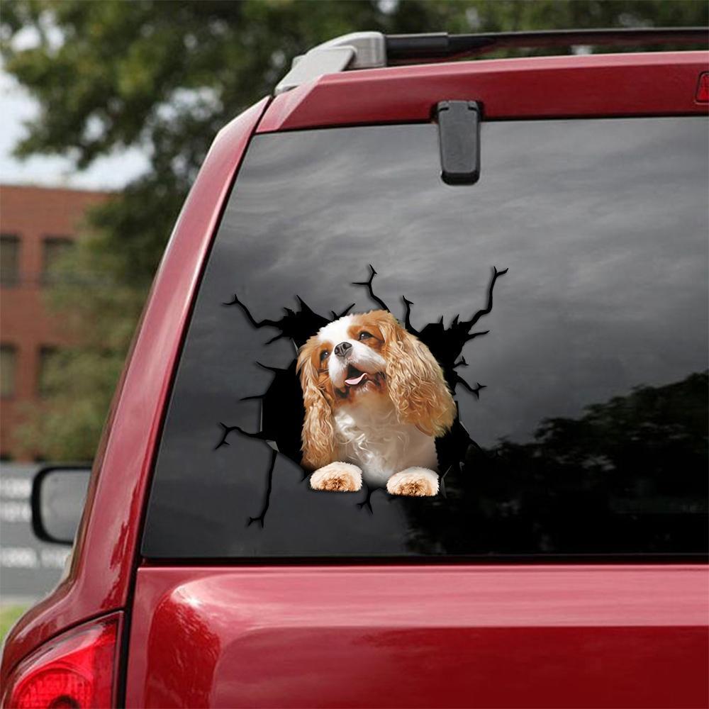 Cavalier King Charles Spaniel Crack Car Sticker, Toilet Sticker, Fridge Sticker 2