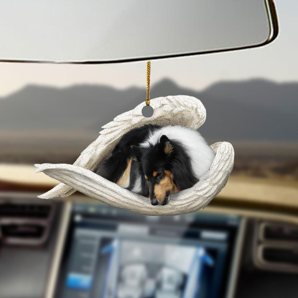 Black tri-color Border Collie sleeping angel gift for Collie lovers gift for dog moms ornament