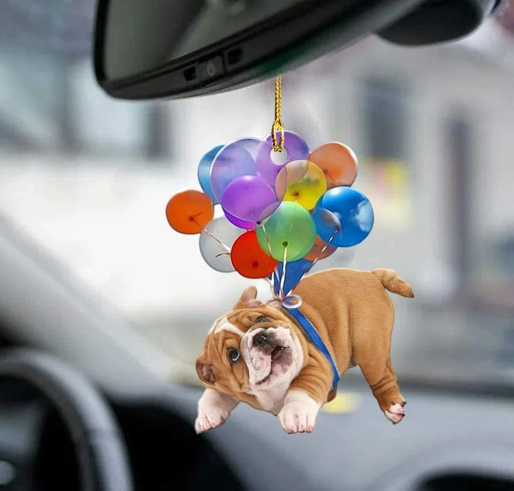 Personalized Photo Mica Ornament-Fly With Bubbles Car Hanging Ornament- For Dog Lover