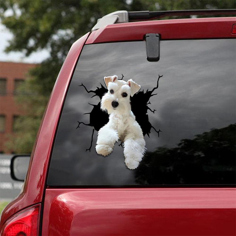 Miniature Schnauzer  Crack Car Sticker, Toilet Sticker, Fridge Sticker 9