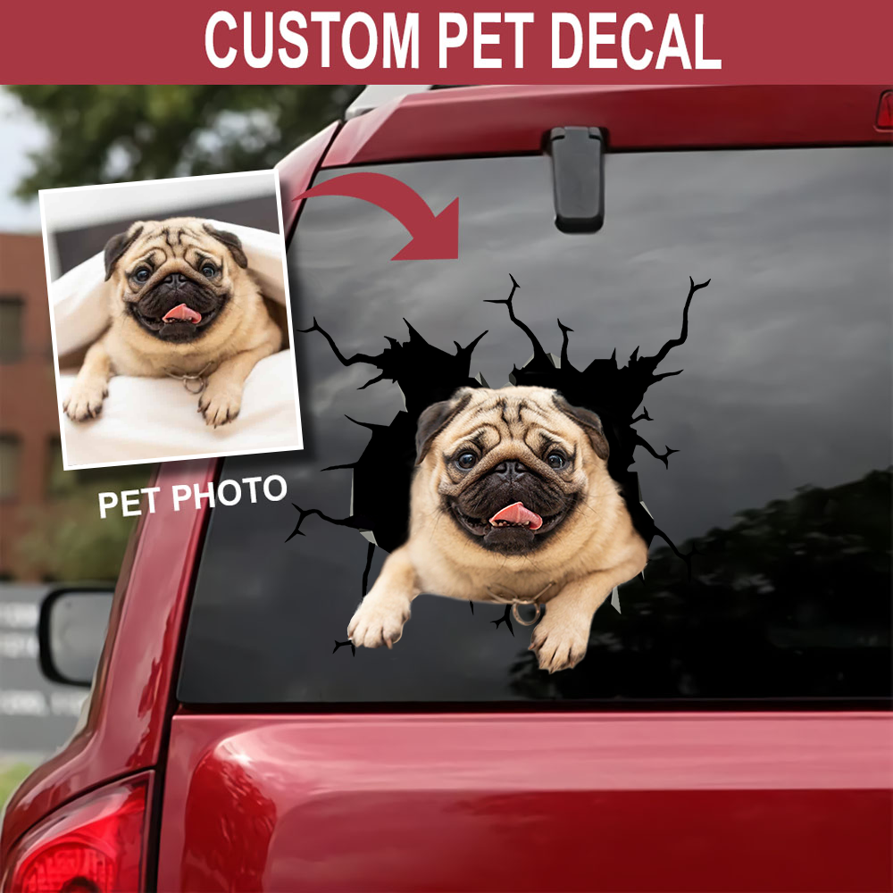 Custom Your Dog pic Crack Car Sticker