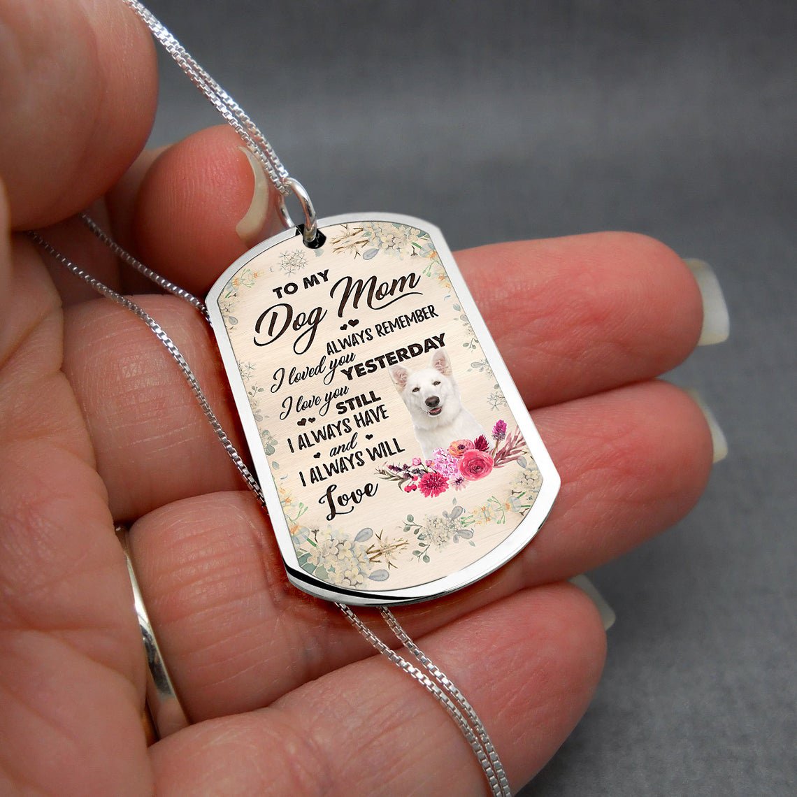 Dog Mom-WHITE German Shepherd-Luxury Necklace