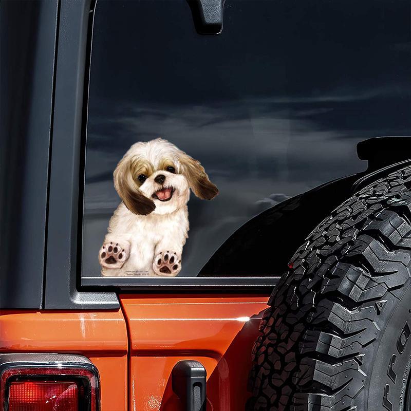 Shih Tzu (Gold & White)-On The Move Window Car Sticker