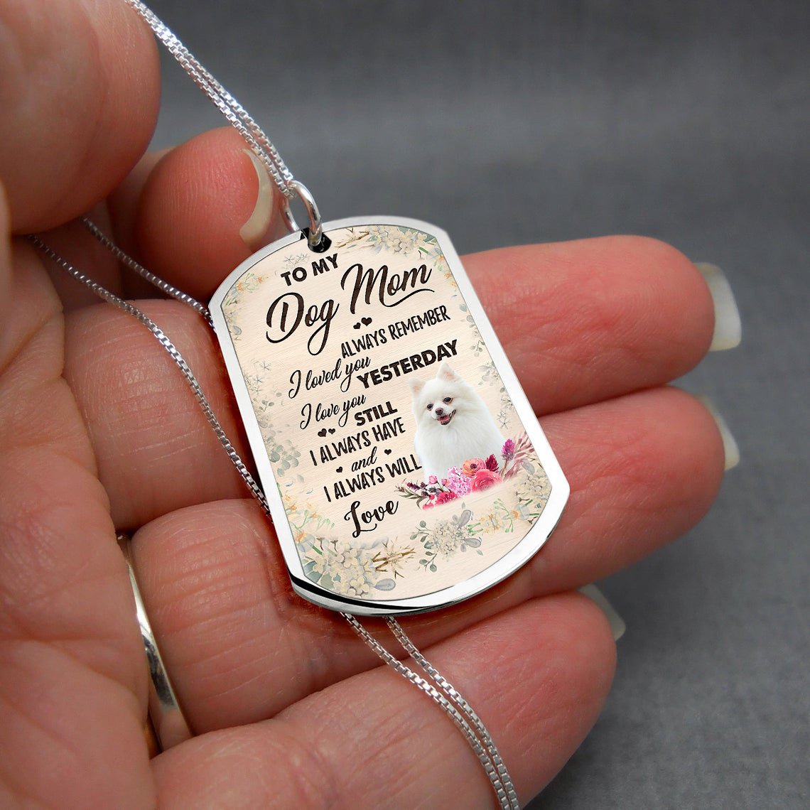 Dog Mom-WHITE Pomeranian-Luxury Necklace