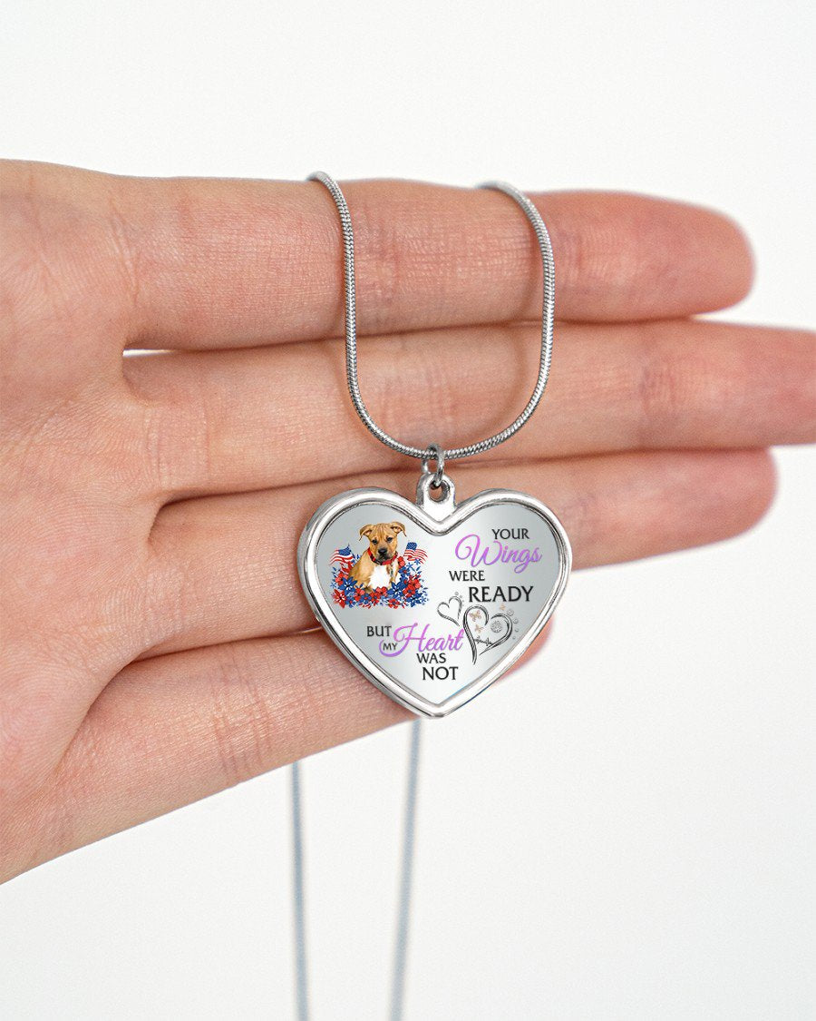 Loyalty-Pitbull Boxer Mix Your Wings Metallic Heart Necklace