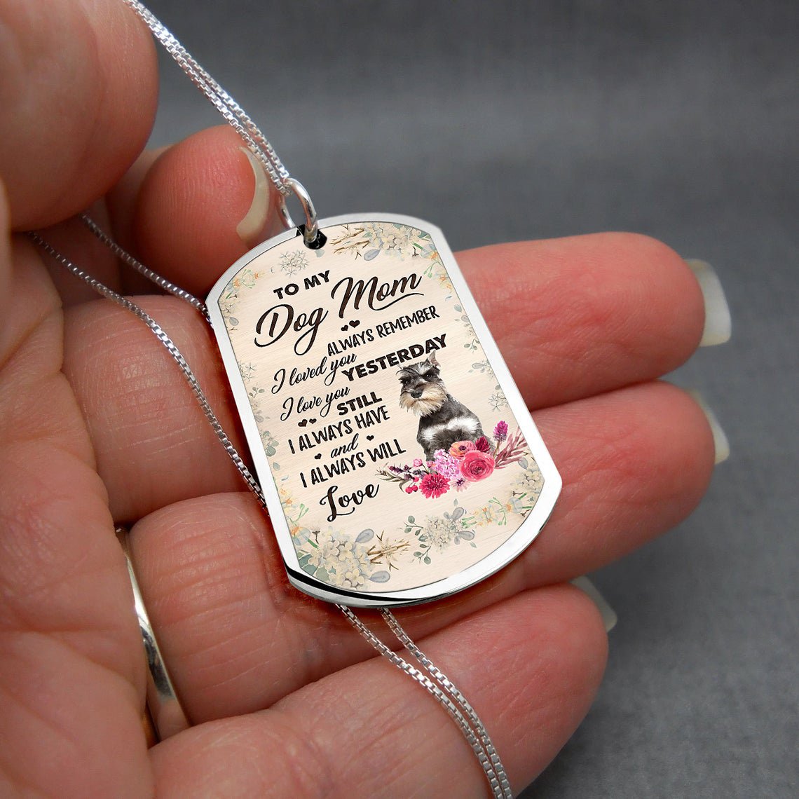 Dog Mom-GREY Miniature Schnauzer-Luxury Necklace
