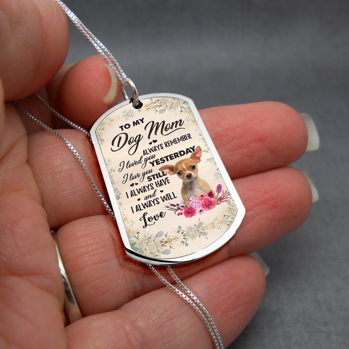 Dog Mom-TAN Chihuahua 2-Luxury Necklace