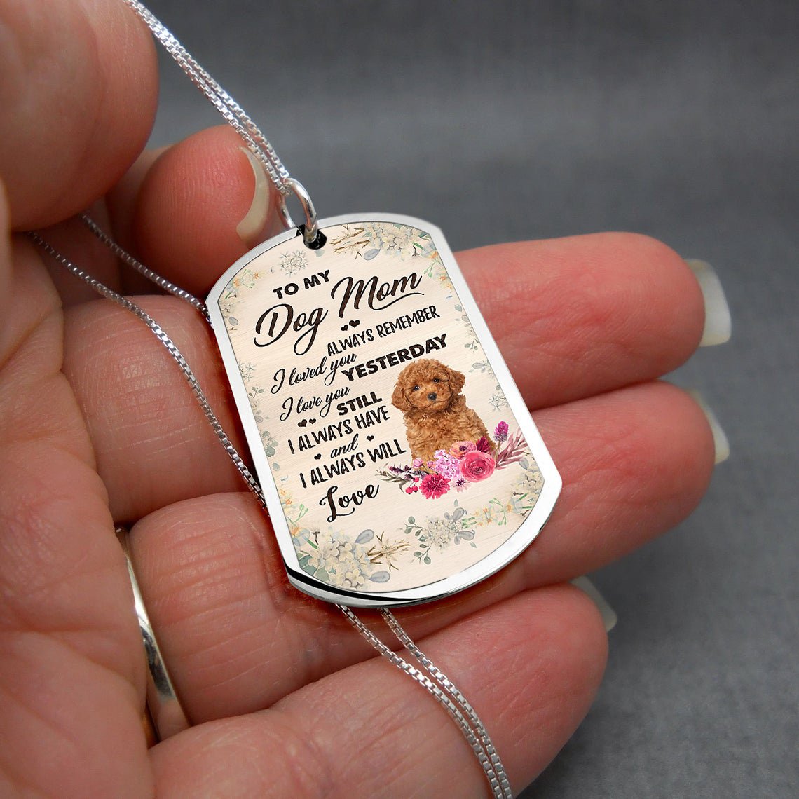 Dog Mom-RED Miniature Poodle-Luxury Necklace