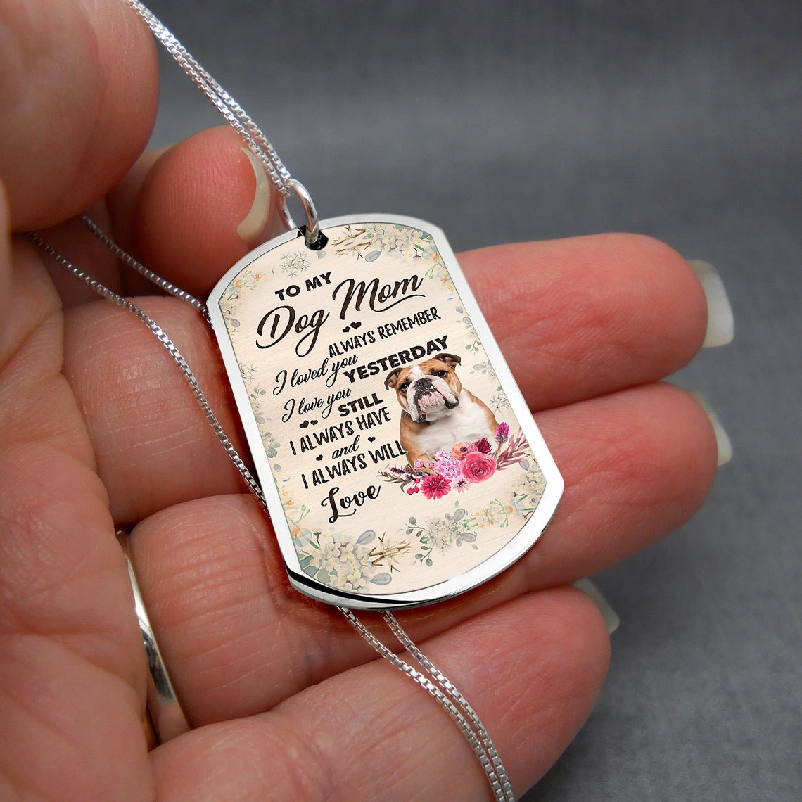 Dog Mom-BROWN English Bulldog-Luxury Necklace