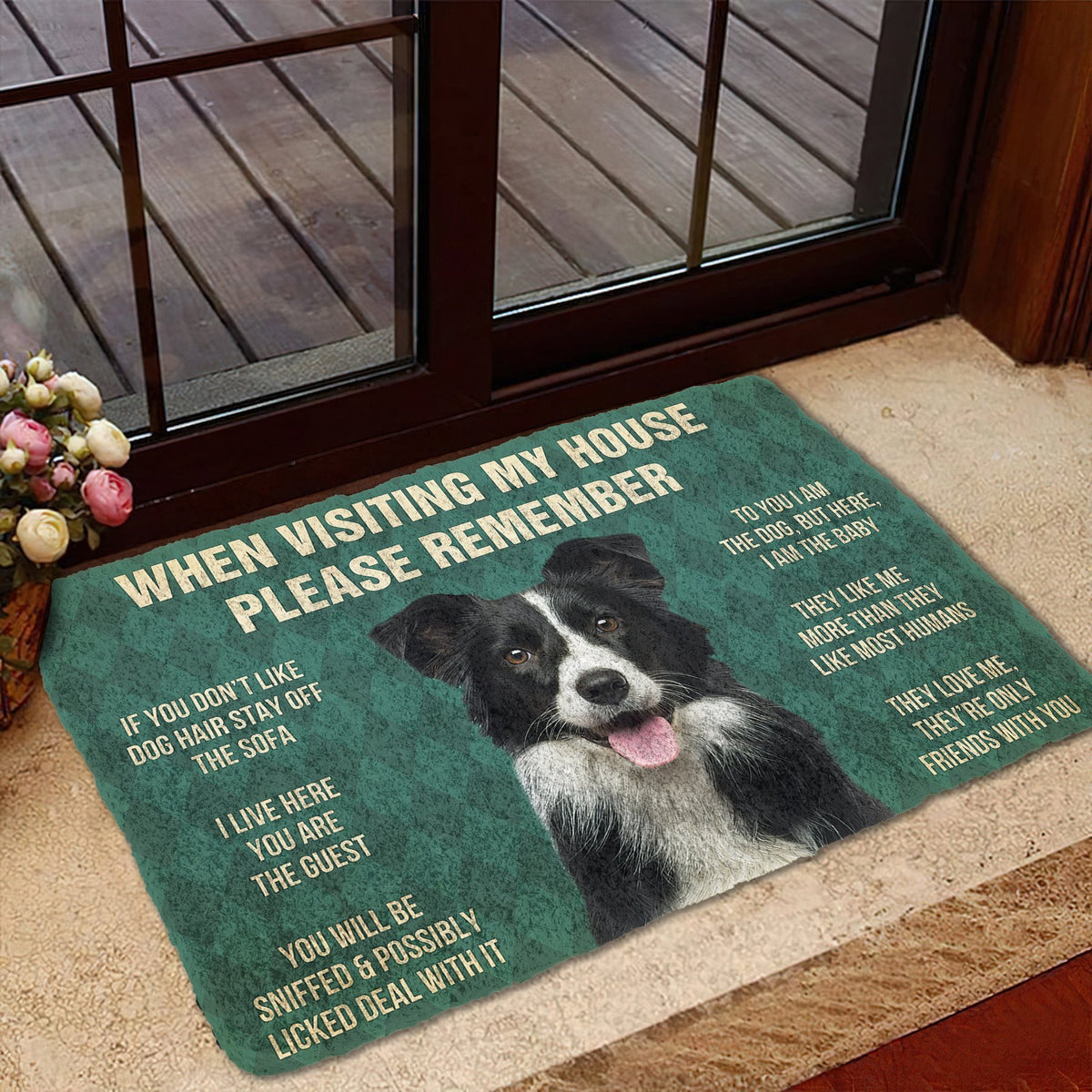 Noodever 3D Please Remember Border Collies House Rules Doormat