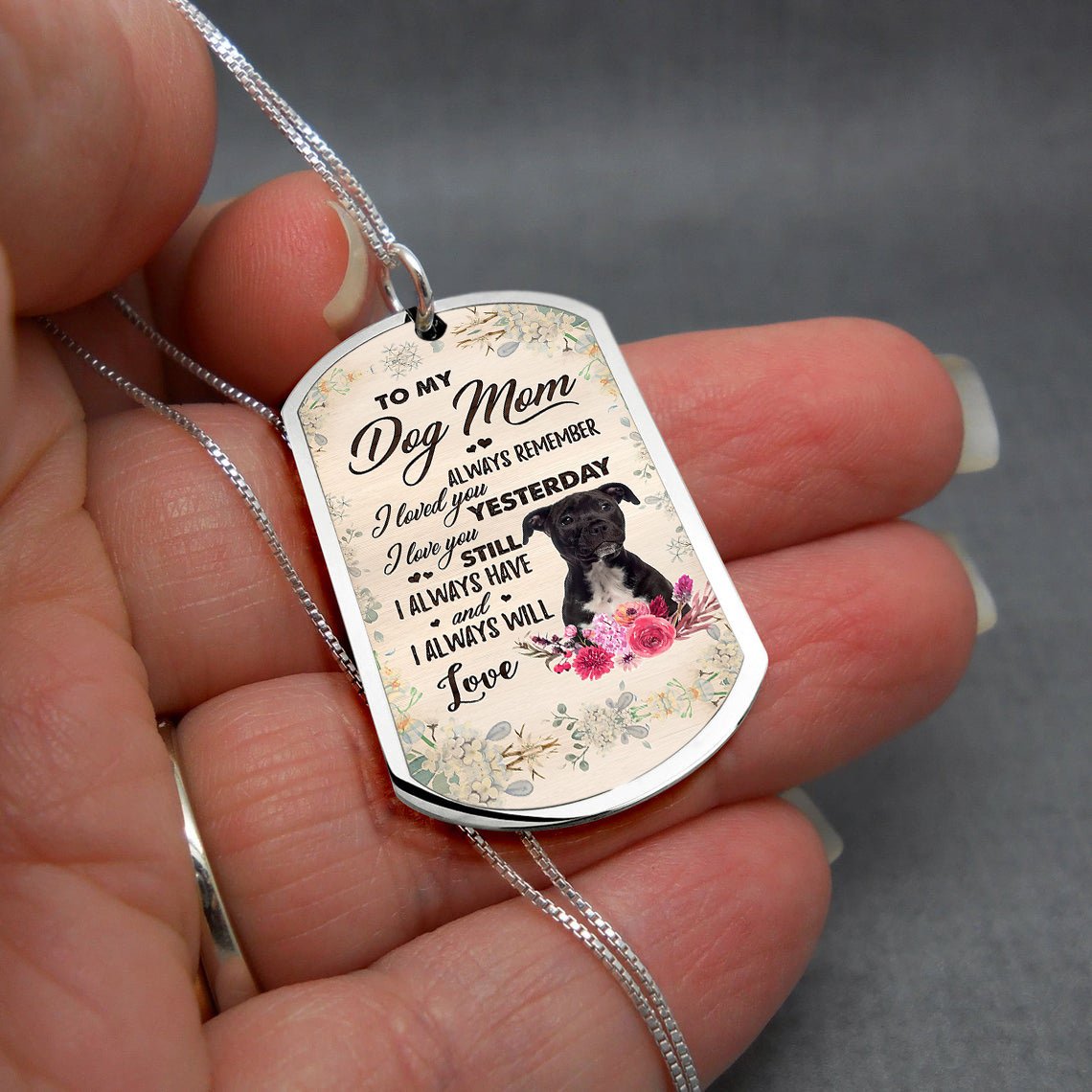 Dog Mom-BLACK A Staffordshire Terrier-Luxury Necklace