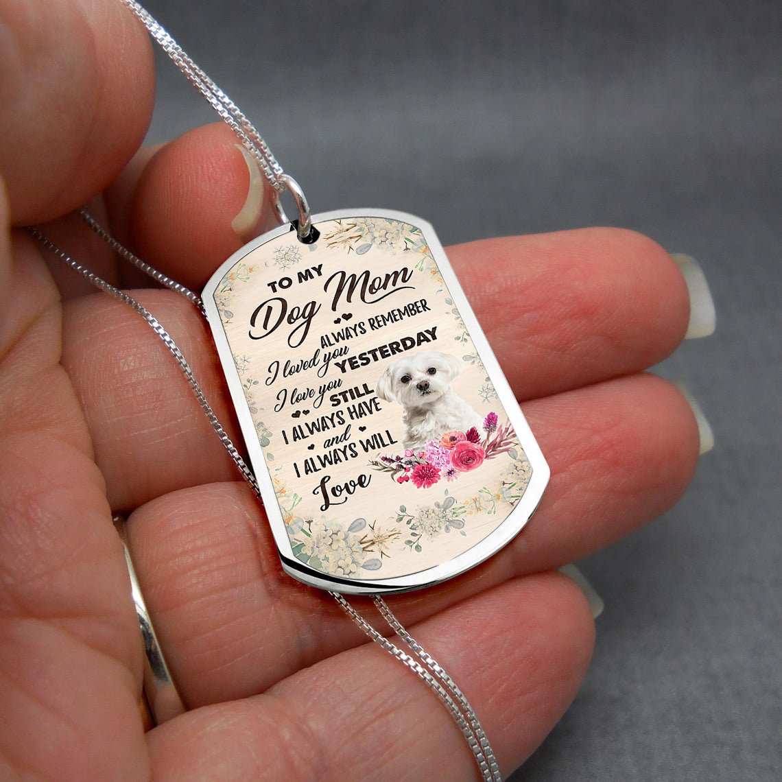 Dog Mom-WHITE Maltese-Luxury Necklace