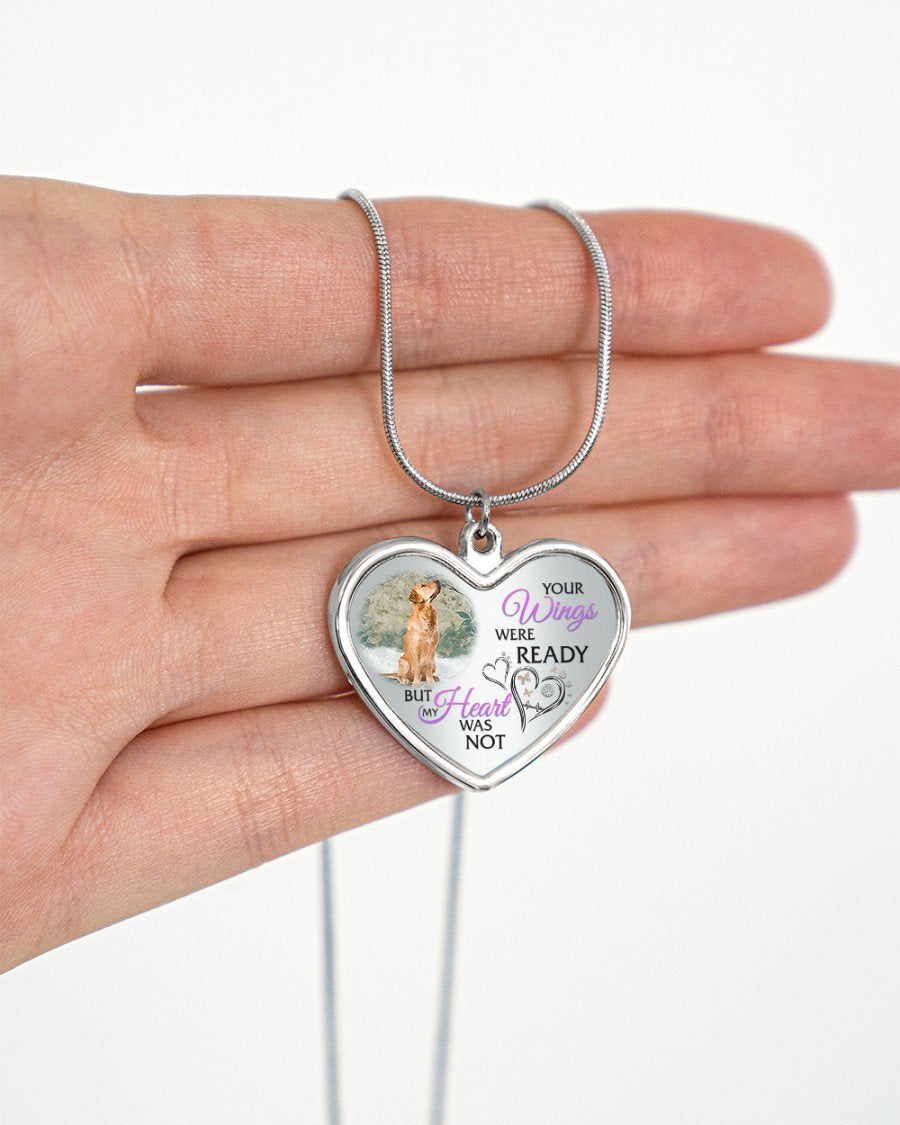 Golden Retrieve Your Wings Metallic Heart Necklace