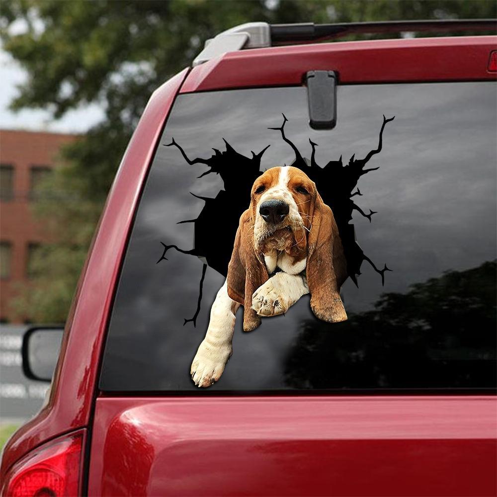 Basset Hound Crack Car Sticker, Toilet Sticker, Fridge Sticker 7