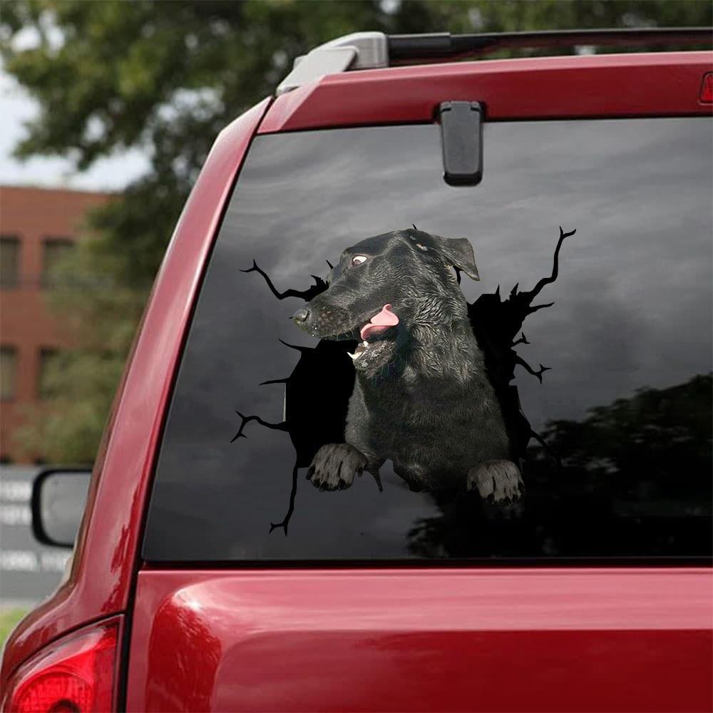 Black Labrador Retriever Crack Car Sticker, Toilet Sticker, Fridge Sticker 1