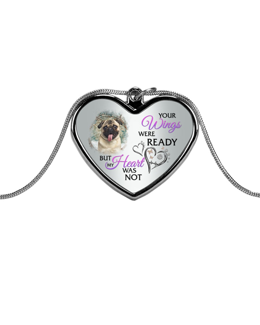Pug Your Wings Metallic Heart Necklace