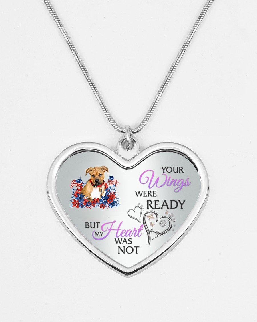 Loyalty-Pitbull Boxer Mix Your Wings Metallic Heart Necklace
