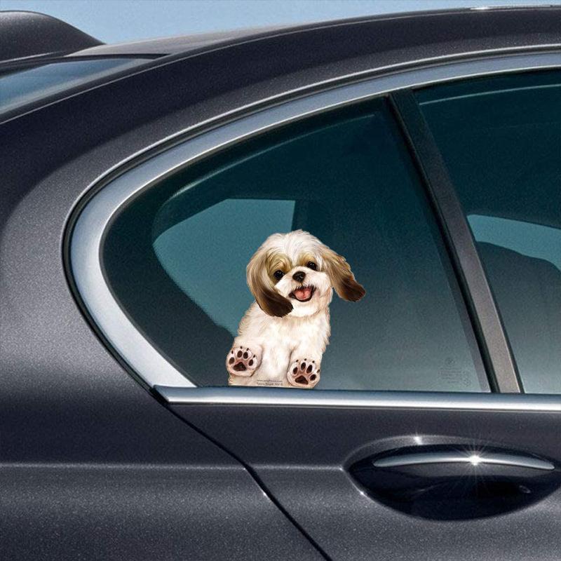 Shih Tzu (Gold &amp; White)-On The Move Window Car Sticker