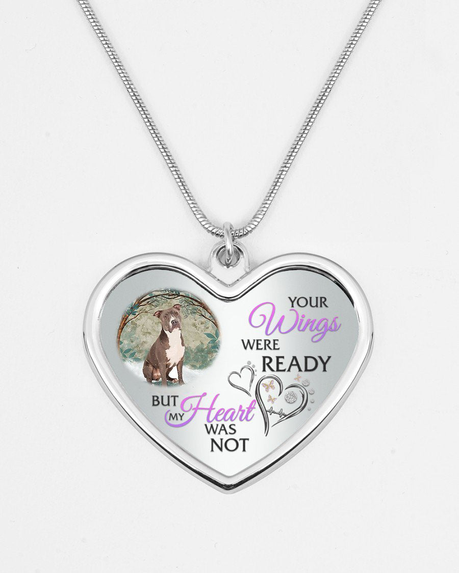 Staffordshire Terrier Your Wings Metallic Heart Necklace