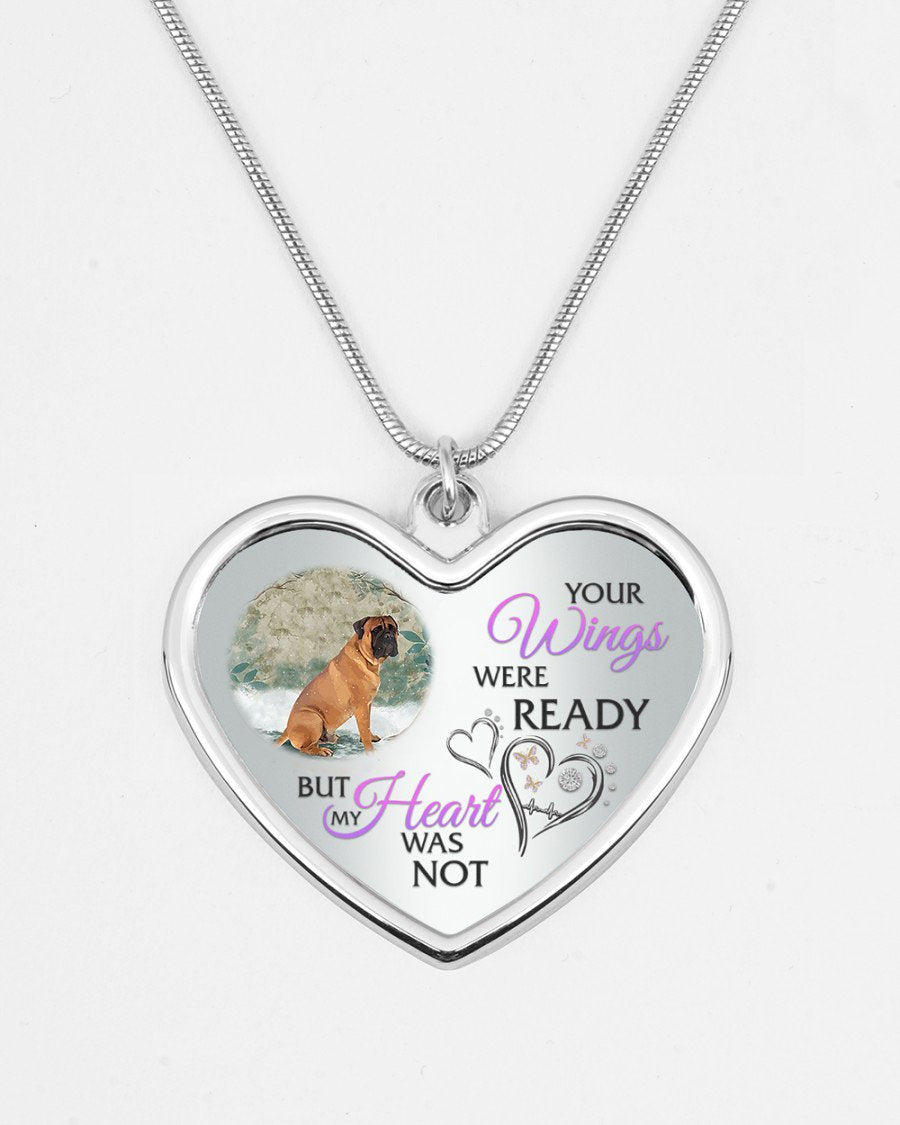 Bullmastiff Your Wings Metallic Heart Necklace