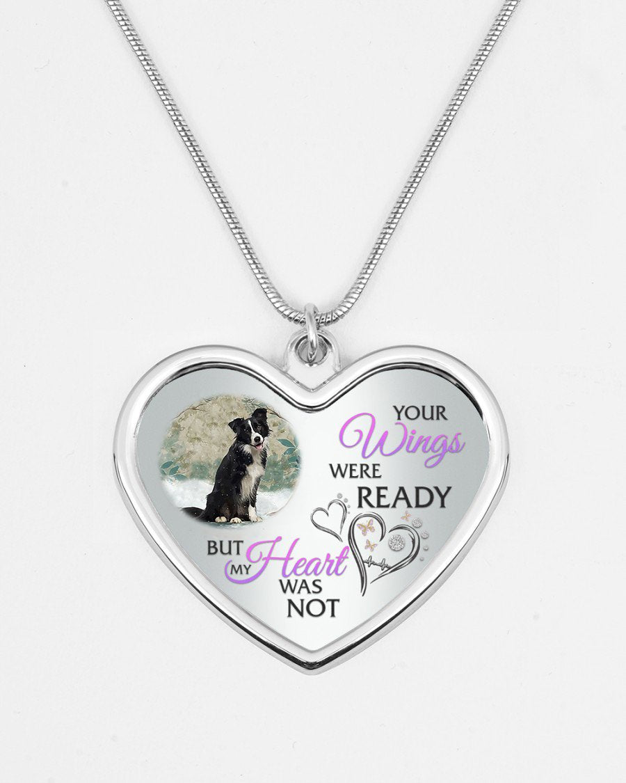 Border Collie Your Wings Metallic Heart Necklace