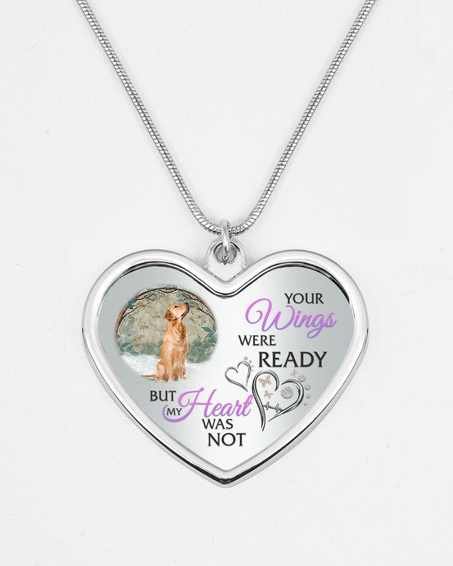 Golden Retrieve Your Wings Metallic Heart Necklace