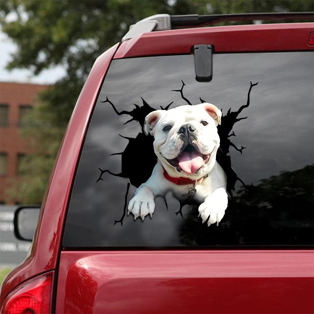 Bulldog English Bulldog Crack Car Sticker, Toilet Sticker, Fridge Sticker 18