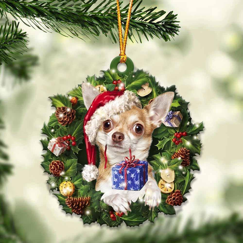 Chihuahua and Christmas gift for her gift for him gift for Chihuahua lover ornament