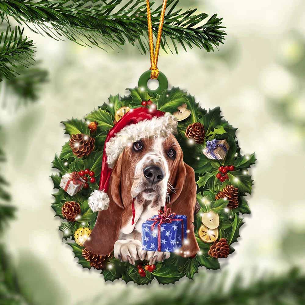 Basset Hound and Christmas gift for her gift for him gift for Basset Hound lover ornament
