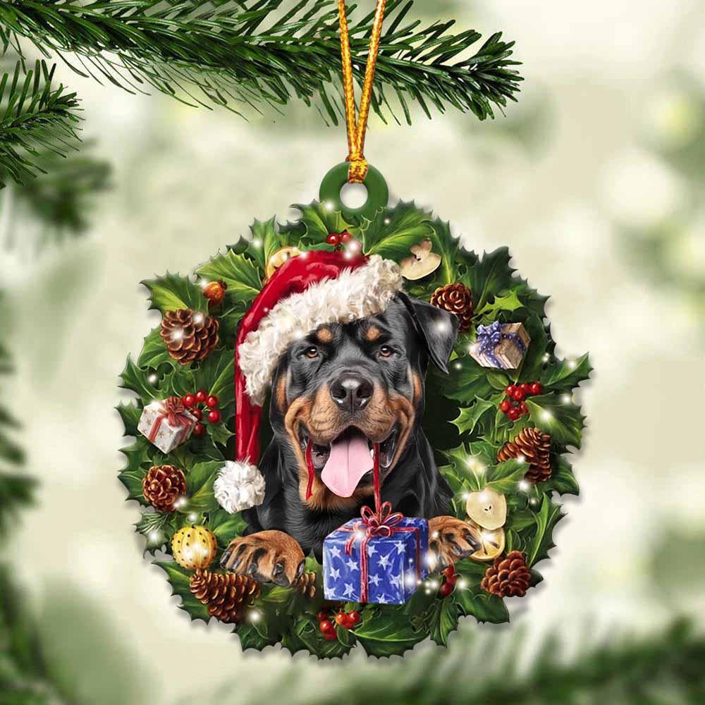 Rottweiler and Christmas gift for her gift for him gift for Rottweiler lover ornament