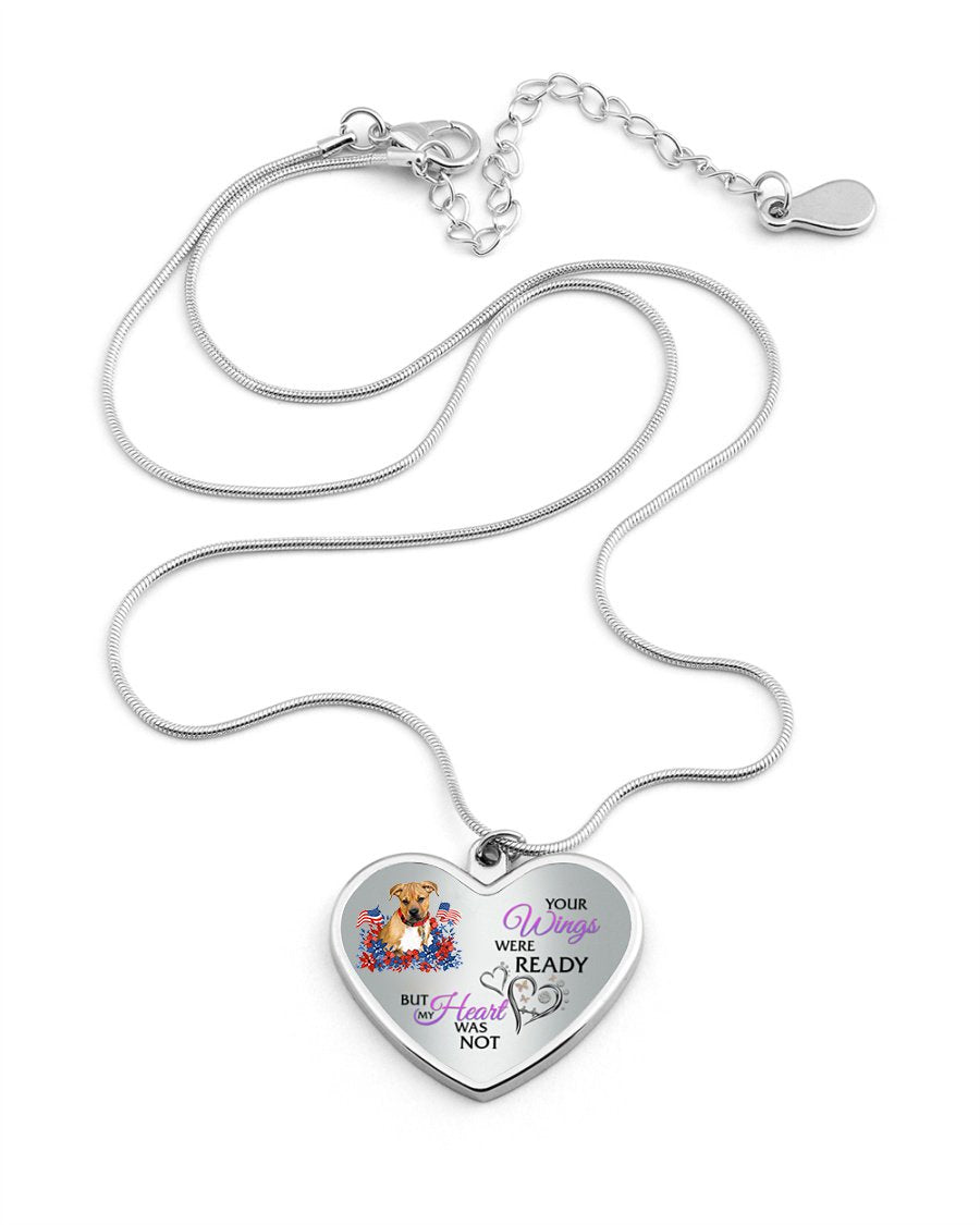 Loyalty-Pitbull Boxer Mix Your Wings Metallic Heart Necklace
