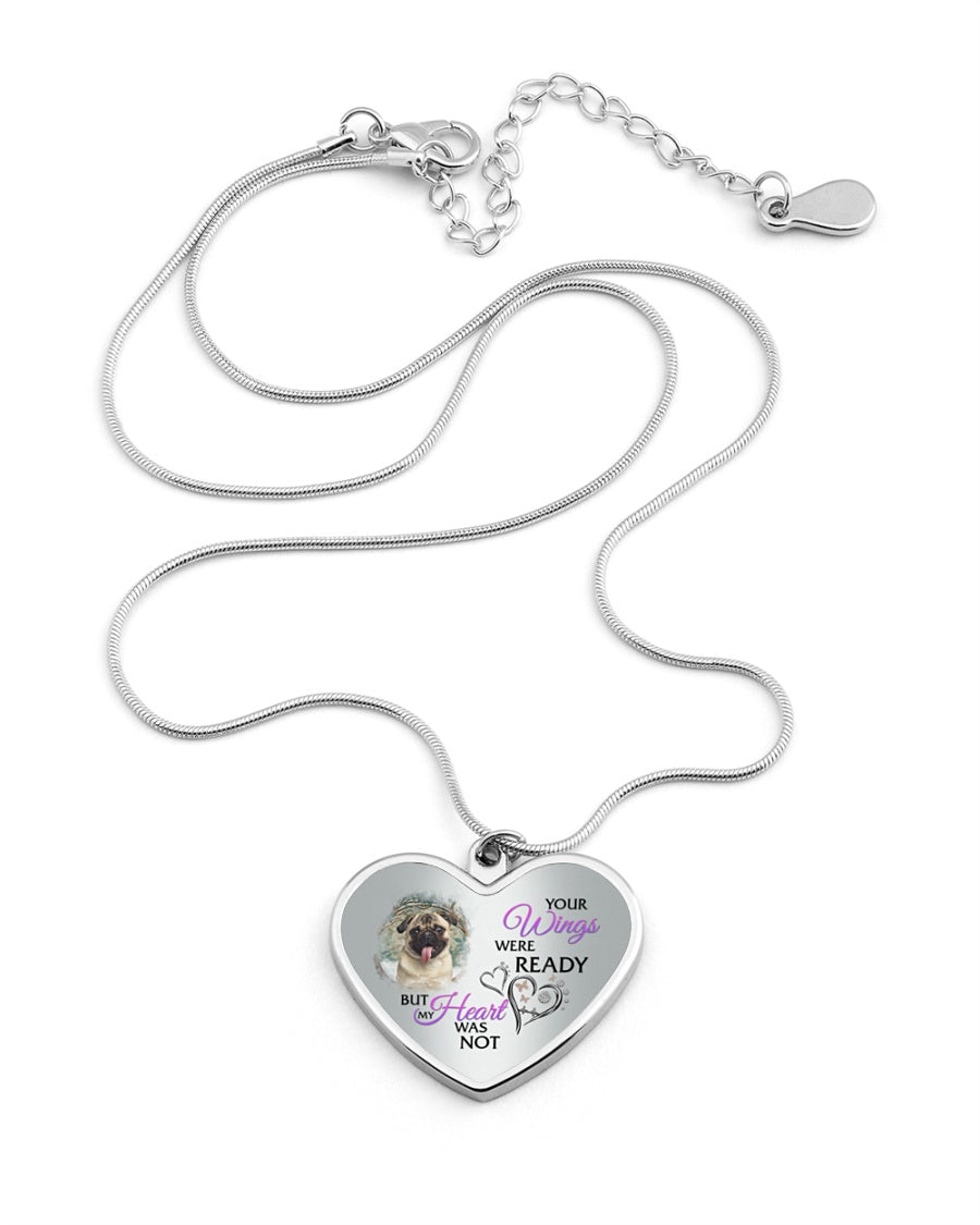 Pug Your Wings Metallic Heart Necklace