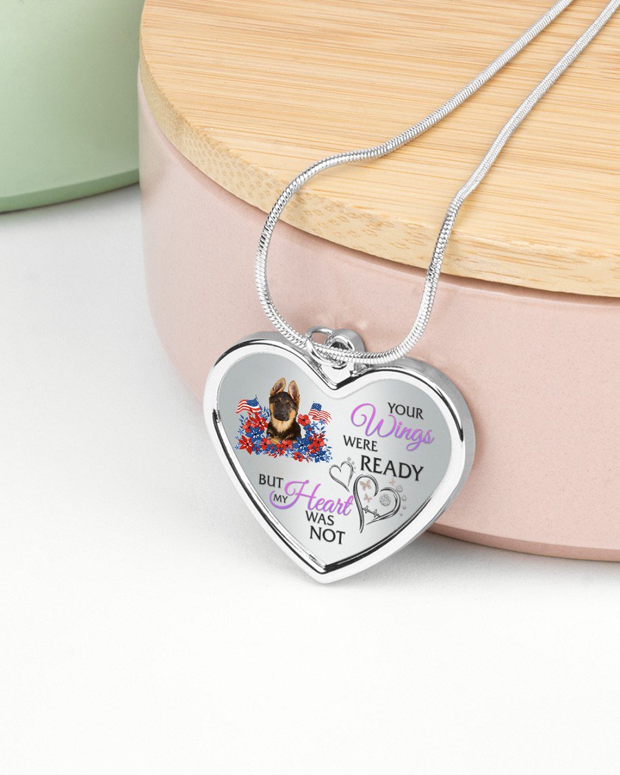 Loyalty-German Shepherd 1 Your Wings Metallic Heart Necklace